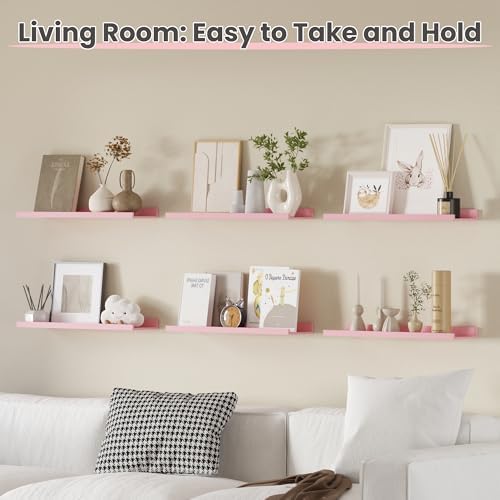 Upsimples Pink Floating Wall Shelves 6 Pack