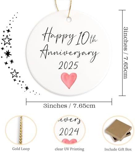 10th Anniversary Ceramic Round Plaque Keepsake Gift for Couple