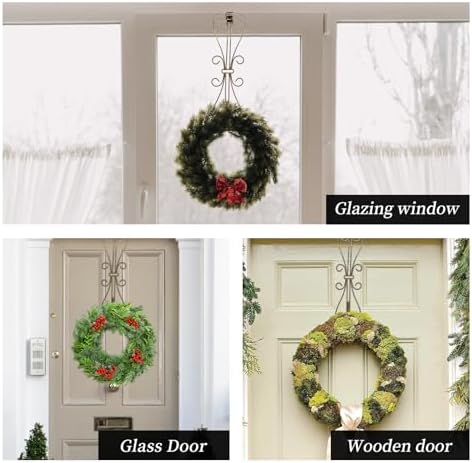 Shangtianfeng Matte Black Wreath Hanger for Front Door