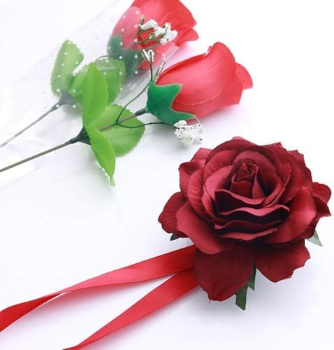 COSLANLEE Magnetic Rose Curtain Tiebacks 2 Pack Red