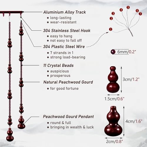 NEVKA Beaded Curtain Room Divider 25 Strands 155cm Long