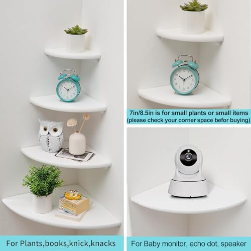 Solid Oak Corner Shelf Wall Mount 7in White