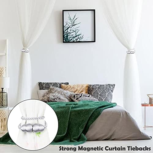 Magnetic Curtain Tiebacks 4 Pack Grey