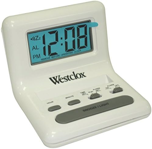 Westclox 47539 White LCD Alarm Clock with Light On Demand