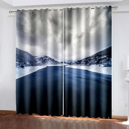 Blackout Drapes 2 Panels Set Dark Gray Living Room Curtains