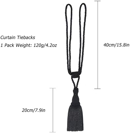 BEL AVENIR 2 Pack Curtain Tiebacks Tassel Drapery Holdbacks