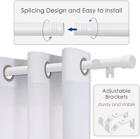 Adjustable White Curtain Rods 315-906 for Windows