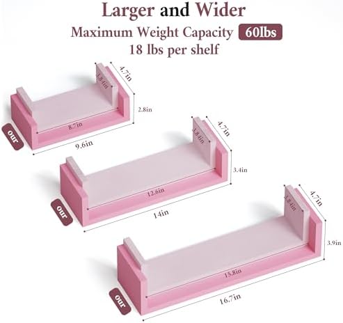 SRIWATANA Pink Floating Wall Shelves