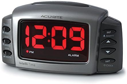 AcuRite Intelli-Time Alarm Clock with Adjustable Volume and Brightness