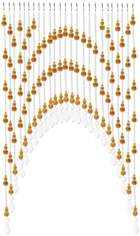 Arched Crystal Beaded Curtain for Doors and Windows Amber-Clear