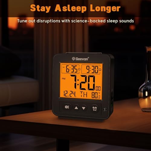Geevon Smart Night Light Alarm Clock with 2 Beeps and Temperature Monitor