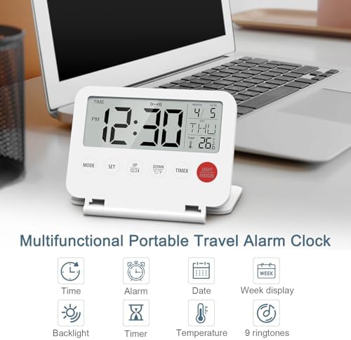 Ankilo Digital Travel Alarm Clock with Temperature and Countdown Timer
