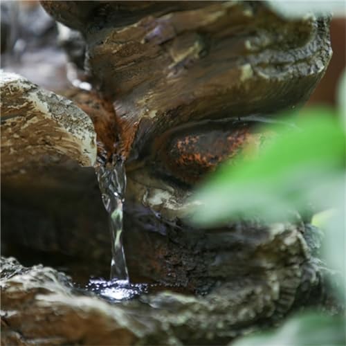 9x5x14 Indoor Brown Wood-Look Water Fountain with LED Light