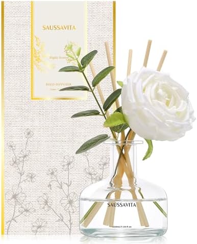 Saussavita Reed Diffusers Set 710 Oz Flower Scented Diffuser with 7 Sticks
