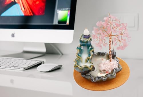 Dreamgirnh Backflow Incense Holder with Rose Quartz
