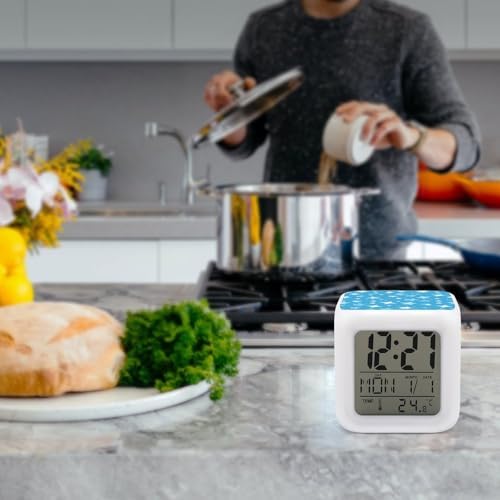 Light Blue Star Alarm Clock with 7 Color Changing Modes