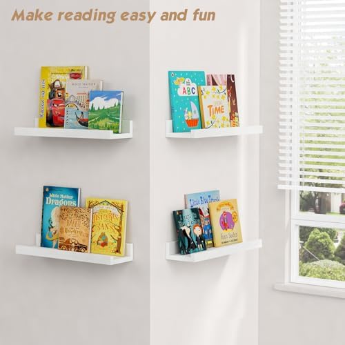 Forbena Wall Mounted Bookshelf Set of 4 White