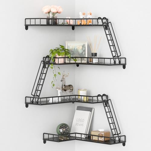 Fire Escape Wall Shelf 4 Tier Metal Corner Display