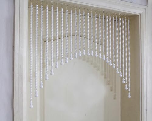 Wood Beaded Door Curtain with Self-Adhesive Strips