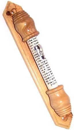 Holy Land Market Mezuzah - Olivewood Scroll - 75 Inches