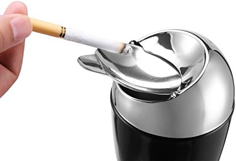 2 Pack Adjustable Black Outdoor Ashtray with Lid