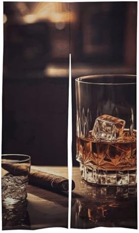 Whisky and Cigar Thermal Door Curtain for Living Room and Sliding Doors