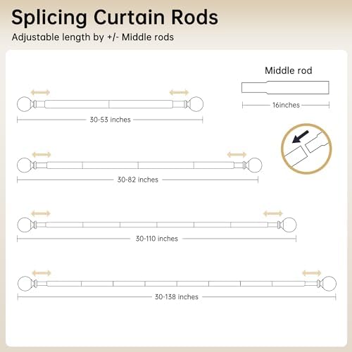 Adjustable Extendable Curtain Rods 30-53 Inches