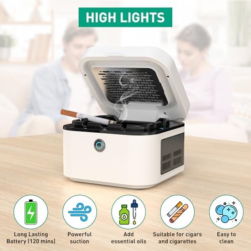 VANSU 2 in 1 Air Purifier Smokeless Ashtray with HEPA Filter USB Rechargeable