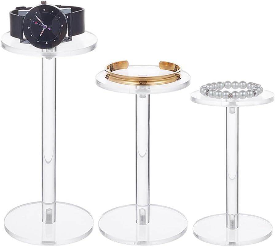 NBEADS 3 Pcs Clear Acrylic Round Pedestal Display