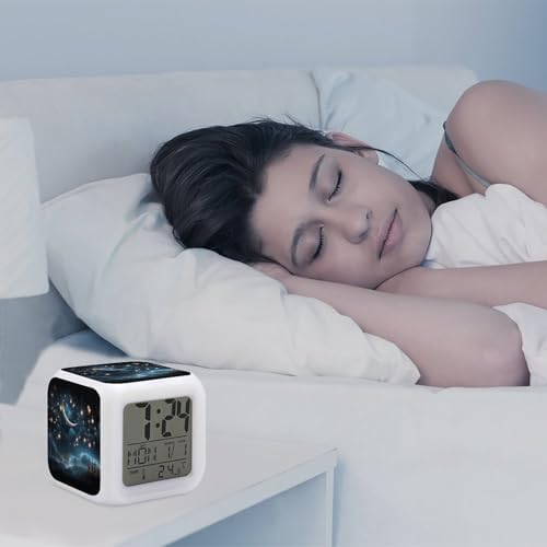 Nightsky Hanging Moon Stars Alarm Clock with Night Light