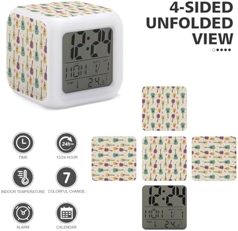 Novastar Cute Guitar Stars Print LED Alarm Clock