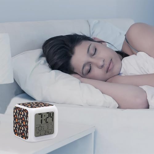 Star Rocket Planet Print Cute Digital Alarm Clock with Night Light