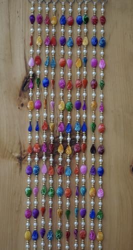 5-Piece Colorful Beaded Curtain Set - 5ft Decorative Boho Panels