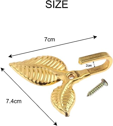 4Pcs Curtain Holdbacks Tieback Hooks Gold Vintage Leaf Design Multi Function Wall Hook