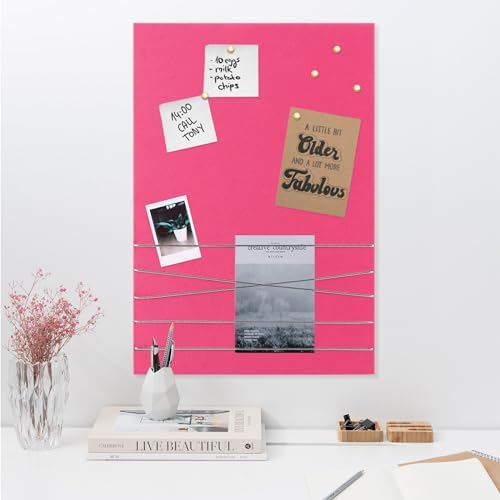 Navaris Velvet Memo Board 12x17 Bright Pink