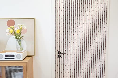 36 Inch x 72 Inch Hippie Boho Wooden Door Beaded Curtain Decor Set