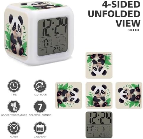 Panda Star LED Alarm Clock with 7 Color Nightlight