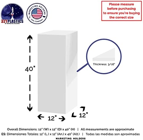 Tall White Acrylic Display Cube No Lid 12x12x40