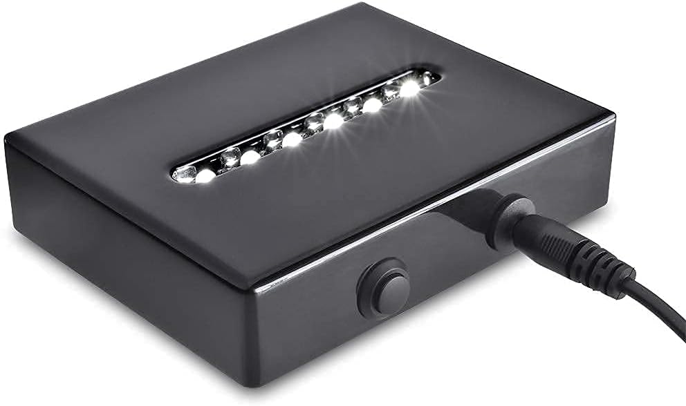 ASENTE 6 LED Light Pedestal with White Light - Black Lacquer Base