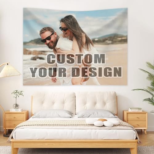 Nenntbriy Custom Tapestry Image Text Wedding Backdrop for Home Bedroom Wall Art