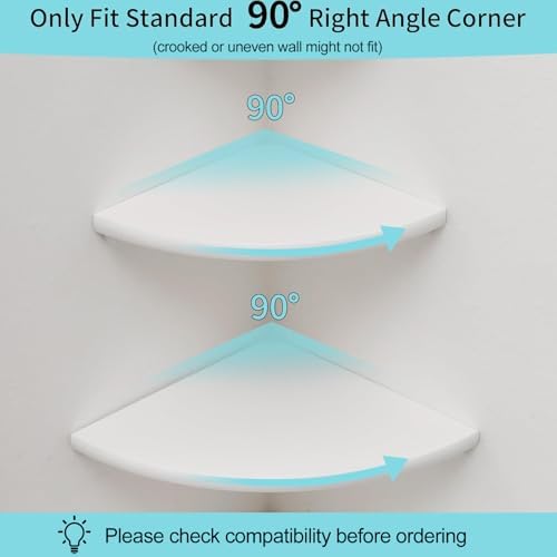Solid Oak Corner Shelf Wall Mount 7in White