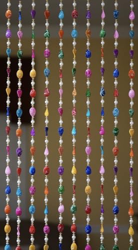 5-Piece Colorful Beaded Curtain Set - 5ft Decorative Boho Panels