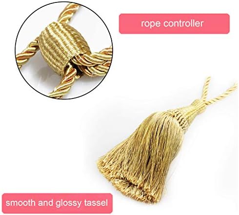 Fenghuangwu Gold Curtain Tiebacks with Tassel 2 Pack