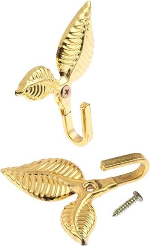 4Pcs Curtain Holdbacks Tieback Hooks Gold Vintage Leaf Design Multi Function Wall Hook