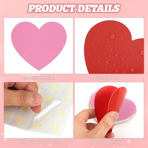 54 Pcs Colorful Heart Cutouts Valentine Classroom Decor Party Supplies