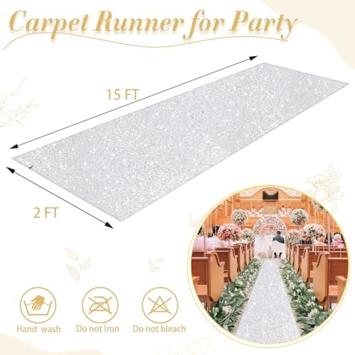 Silver Carpet Aisle Runner Wedding 2ft x15ft Sparkly Sequin