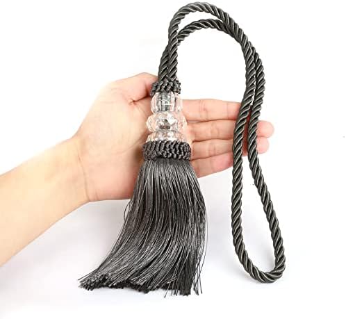 Modern Curtain Tiebacks with Tassel 2 Pack Charcoal