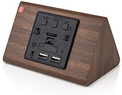 OCT17 Brown LED Alarm Digital Desk Clock with Brightness Control
