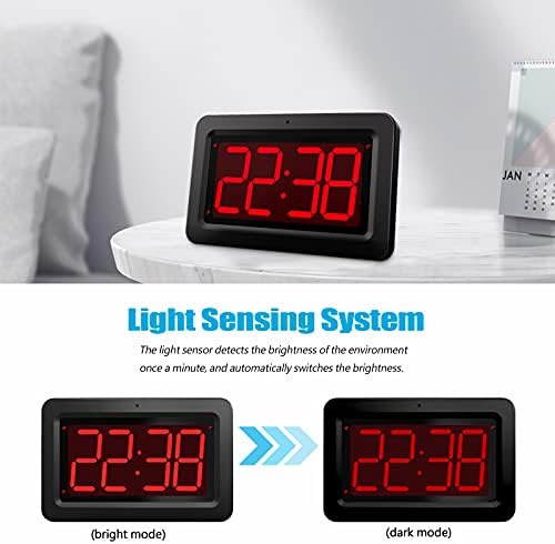 EUTUKEY 8 LED Digital Wall Alarm Clock