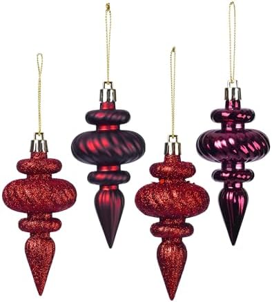 Vickerman 4 Inch 4-Finish Finial Ornament 8 Pack 1